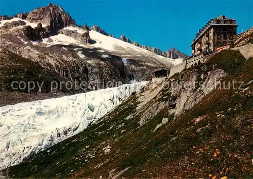 AK / Ansichtskarte Furkapass Hotel Belvedere mit Rhonegletscher und Gerstenhoerner Furkapass