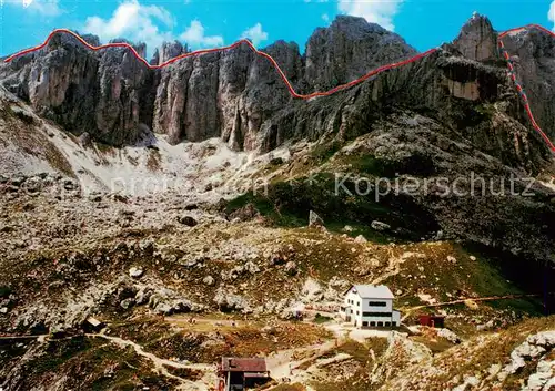 AK / Ansichtskarte Dolomiti__Dolomiten_IT Rifugio Roda di Vael con la catene della Roda di Vael e la via attrezzata Masare 