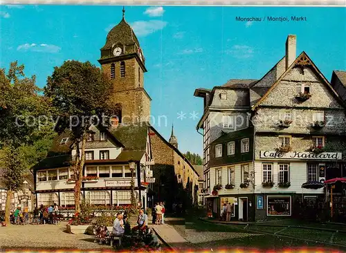 AK / Ansichtskarte Monschau Monschau Montjoi Markt Fachwerkhaeuser Cafe Konrad Monschau