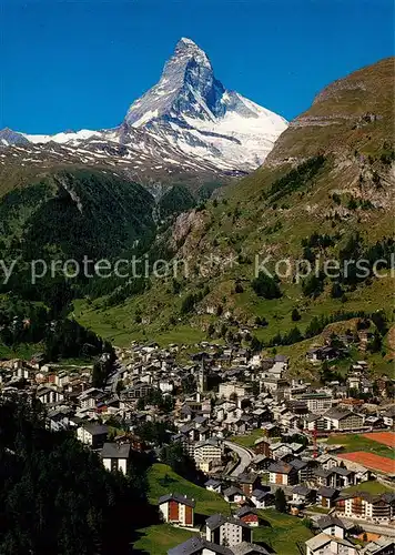 AK / Ansichtskarte Zermatt_VS Fliegeraufnahme mit Matterhorn Zermatt_VS