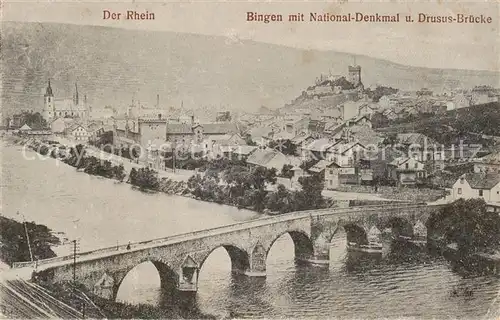 AK / Ansichtskarte Bingen_Rhein Drususbruecke Burg Klopp Nationaldenkmal Bingen Rhein