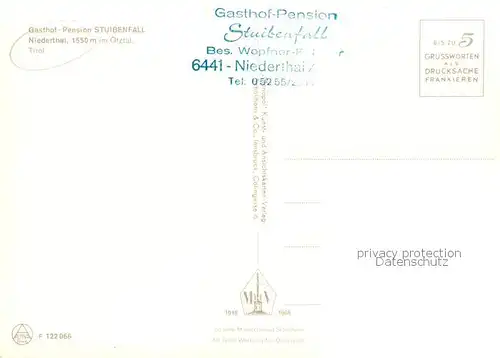 AK / Ansichtskarte Niederthal Gasthof Pension Stuibenfall Niederthal