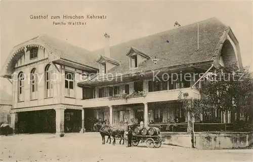 AK / Ansichtskarte Kehrsatz_BE Gasthof zum Hirschen Aussenansicht m. Gespann 