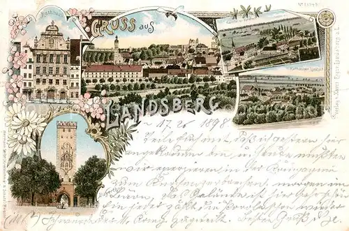 AK / Ansichtskarte Landsberg_Lech Rathaus   Sandauer Vorstadt   Katharinen Vorstadt Landsberg_Lech