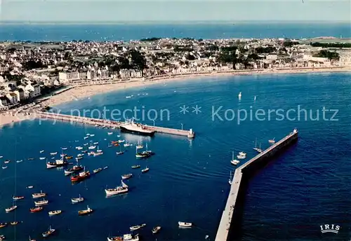 AK / Ansichtskarte Quiberon_56_Morbihan Le port le Guerveur a quai et la plage Vue aerienne 