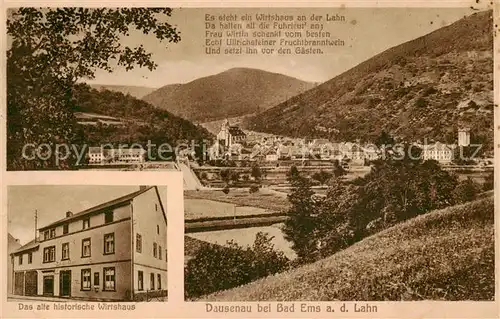 AK / Ansichtskarte Dausenau Gesamtansicht u. hist. Wirtshaus Dausenau