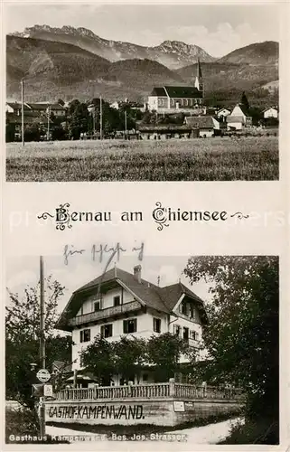 AK / Ansichtskarte Bernau_Chiemsee Teilansicht u. Gasthaus Kampenwand Aussenansicht Bernau Chiemsee