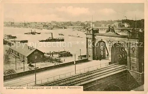 AK / Ansichtskarte Ludwigshafen__Rhein Brueckenportal Blick nach Mannheim 