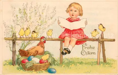 AK / Ansichtskarte Ostern_Easter_Paques kind mit Kuecken 