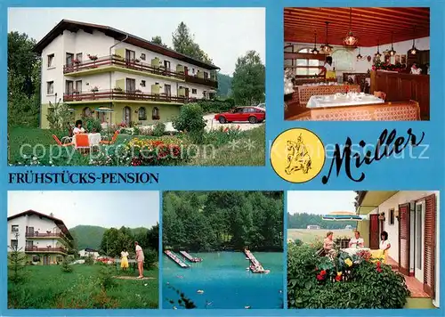 AK / Ansichtskarte Unterburg_Klopeinersee_Kaernten_AT Fruehstueckspension Mueller Gaststube Minigolf Klopeinersee Balkon  