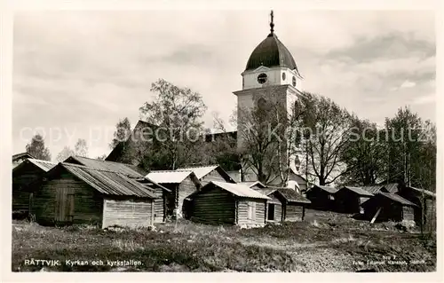 AK / Ansichtskarte Raettvik_Sweden Kyrkan och kyrkstallen 