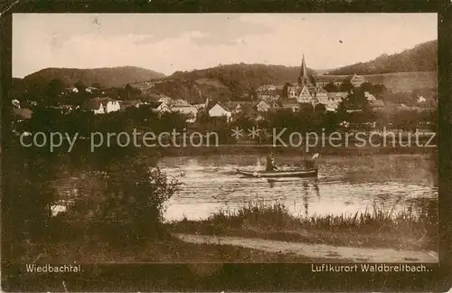 AK / Ansichtskarte Waldbreitbach_Wied Teilansicht im Wiedbachtal m. Boot Waldbreitbach Wied