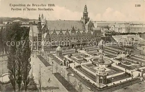 AK / Ansichtskarte Bruxelles_Bruessel Exposition Bruxelles1910 Pavillon et Jardins Neerlandais Bruxelles_Bruessel