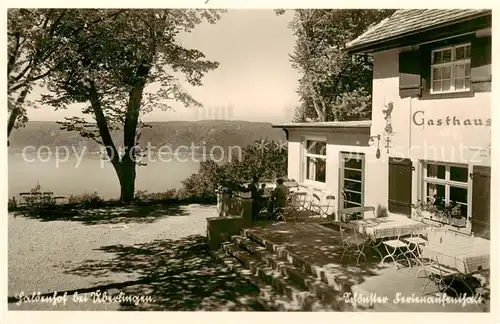 AK / Ansichtskarte Bonndorf_ueberlingen Hoehengasthof u. Pension Haldenhof Aussenansicht m. See Bonndorf ueberlingen