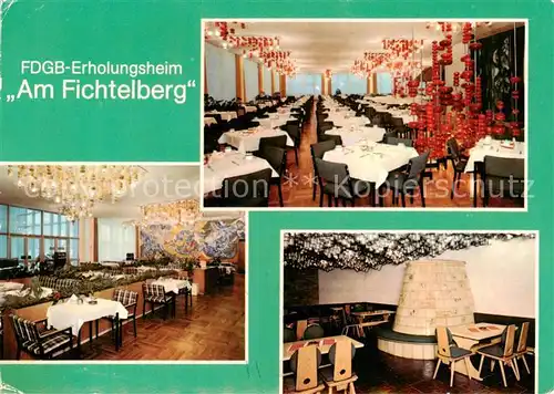 AK / Ansichtskarte Oberwiesenthal_Erzgebirge FDGB Erholungsheim Am Fichtelberg Speisesaal Urlaubercafe Steigerzimmer Oberwiesenthal Erzgebirge