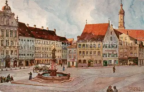 AK / Ansichtskarte Landsberg_Lech Hauptplatz Kuenstlerkarte Richard Wagner Landsberg_Lech