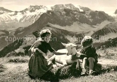 AK / Ansichtskarte Foto_Studer Kinder mit Ziege Foto_Studer