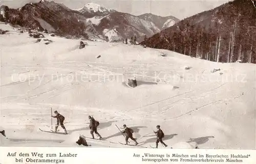 AK / Ansichtskarte Oberammergau Weg zum Laaber   Winter   Langlaufski Oberammergau