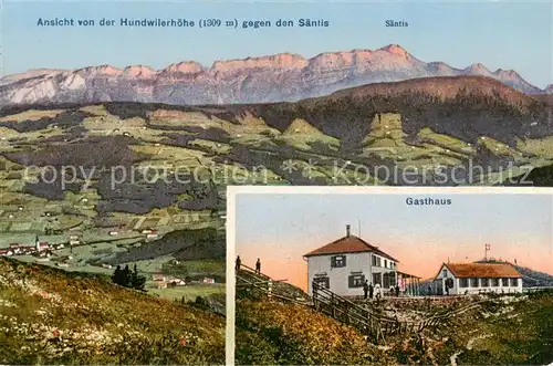 AK / Ansichtskarte Hundwilerhoehe_1309m_IR Gesamtansicht geg. Saentis u. Gasthaus Aussenansicht 