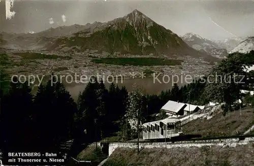 AK / Ansichtskarte Beatenberg_Thunersee_BE Bahn mit Thunersee und Niessen 