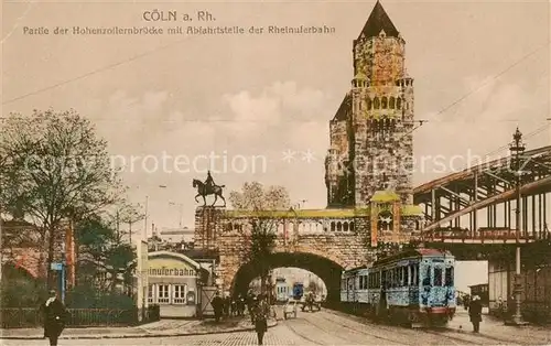 AK / Ansichtskarte 73795282 Coeln_Rhein Partie der Hohenzollernbruecke mit Abfahrtstelle der Rheinuferbahn Coeln_Rhein