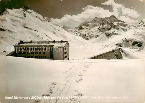 AK / Ansichtskarte Silvretta Hotel Silvrettasee mit Piz Buin und Schattenspitze Silvretta