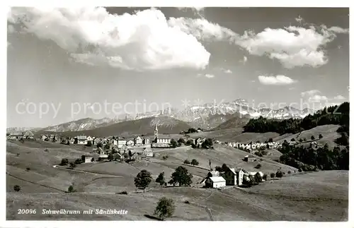 AK / Ansichtskarte Schwellbrunn Panorama Blick zur Saentiskette Appenzeller Alpen Schwellbrunn