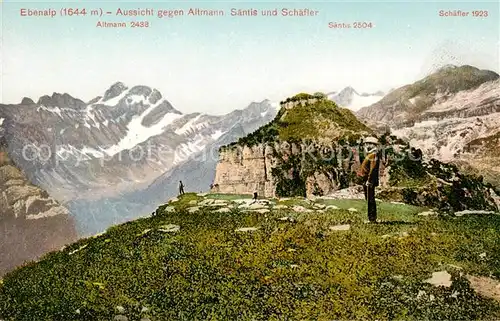 AK / Ansichtskarte Ebenalp_1641m_AI Aussicht gegen Altmann Saentis und Schaefler Bergwelt Appenzeller Alpen 