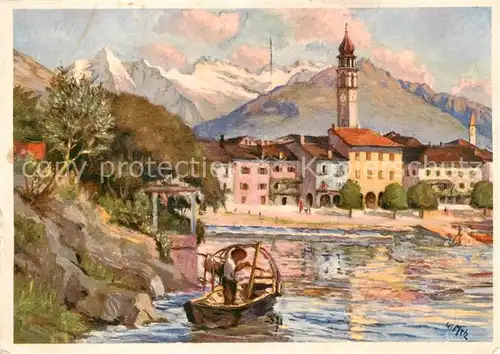 AK / Ansichtskarte Ascona_Lago_Maggiore_TI Motivo dal lago Kuenstlerkarte 