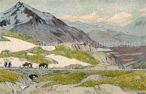 AK / Ansichtskarte St_Gotthard_San_Gottardo_TI Passo del Gottardo St. Gotthardpass Gebirgspass Kuenstlerkarte 