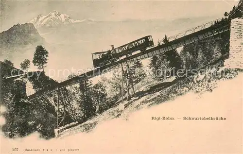 AK / Ansichtskarte Rigibahn_SZ Schnurtobelbruecke Zahnradbad Alpen 