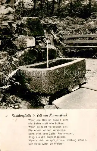 AK / Ansichtskarte 73796994 Zell_Harmersbach Radiumquelle Gedicht Poesie Zell Harmersbach