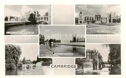 AK / Ansichtskarte 73797357 Cambridge__UK_Cambridgeshire St Johns College and Bridge of Sighs Clare Bridge Kings Clare Colleges Trinity College Queens College and Bridge 