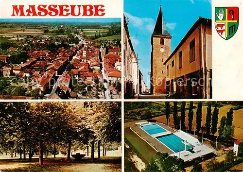 AK / Ansichtskarte Masseube_32_Gers Vue aerienne Eglise Piscine 