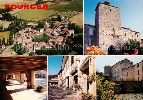 AK / Ansichtskarte Fources_32_Gers Bastide fortifiee de type circulaire Le chateau et la place centrale 