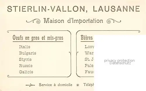 AK / Ansichtskarte Lausanne_VD Stierlin Vallon Maison d Importation Panorama Lausanne VD