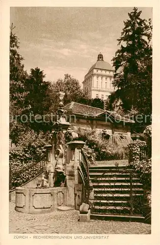 AK / Ansichtskarte 13798458 Zuerich_ZH Rechbergbrunnen und Universitaet Zuerich_ZH