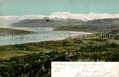 AK / Ansichtskarte 13798516 Uetliberg_ZH Blick auf Zuerichsee und Glarneralpen Uetliberg ZH