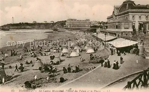 AK / Ansichtskarte 13798642 Biarritz_Pyrenees_Atlantiques Le Casino Municipal Hotel du Palais et le Phare Biarritz_Pyrenees