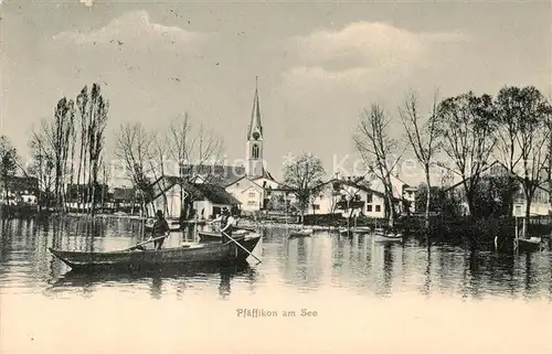 AK / Ansichtskarte Pfaeffikon_am_See_ZH Ansicht vom See aus Boot 