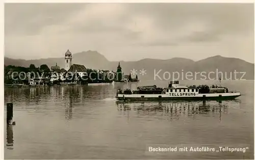 AK / Ansichtskarte Beckenried mit Autofaehre Tellsprung Vierwaldstaettersee Beckenried