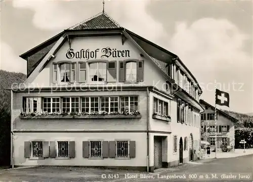 AK / Ansichtskarte Langenbruck__BL Hotel Gasthof Baeren Schweizer Flagge 