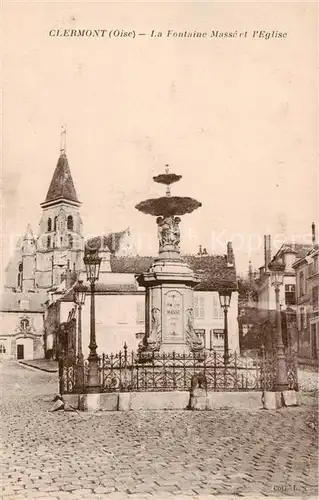 AK / Ansichtskarte Clermont_60_Oise La Fontaine Masse et l Eglise 