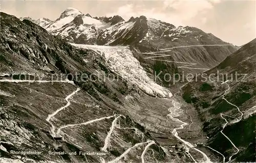 AK / Ansichtskarte Rhonegletscher_Glacier_du_Rhone_VS Grimsel und Furkastrasse 