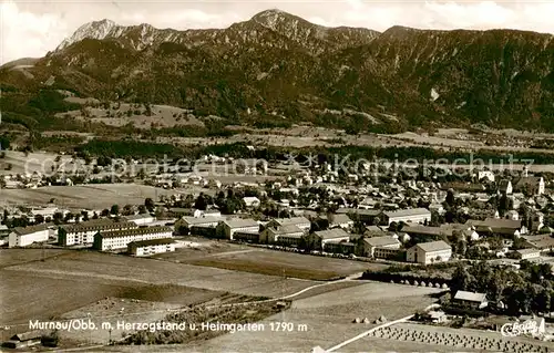 AK / Ansichtskarte 73800097 Murnau_Staffelsee Fliegeraufnahme mit Herzogstand und Heimgarten Murnau_Staffelsee