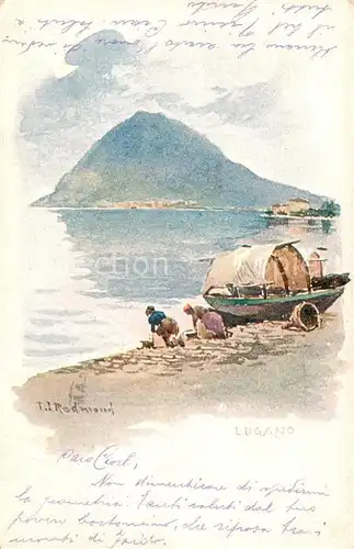 AK / Ansichtskarte Lugano_Lago_di_Lugano_TI Partie am Luganersee Kuenstlerkarte 