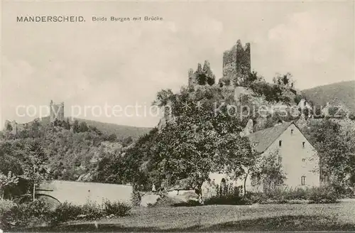 AK / Ansichtskarte 73800834 Manderscheid_Eifel Beide Burgen mit Bruecke Manderscheid Eifel