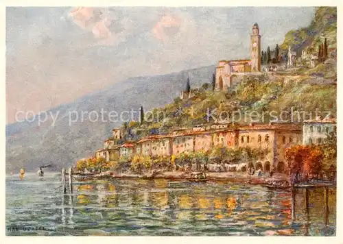 AK / Ansichtskarte Morcote_Lago_di_Lugano_TI Panorama Kuenstlerkarte 