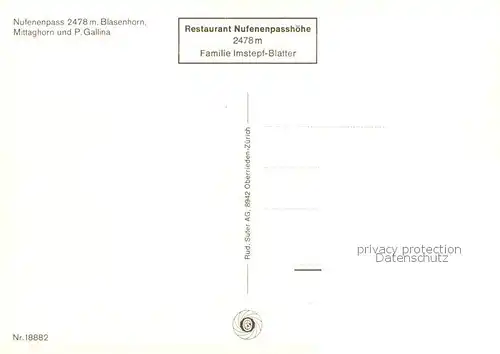 AK / Ansichtskarte Nufenenpass_TI Restaurant Nufenenpasshoehe Blasenhorn Mittaghorn und Piz Gallina 