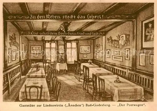 AK / Ansichtskarte 73801135 Bad_Godesberg Gaststaette zur Lindenwirtin aennchen Der Postwagen Bad_Godesberg